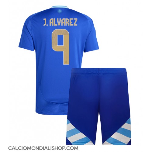 Maglie da calcio Argentina Julian Alvarez #9 Seconda Maglia Bambino Copa America 2024 Manica Corta (+ Pantaloni corti)